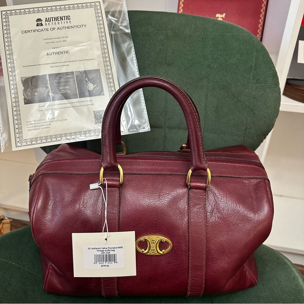Authentic Celine Triomphe VERY RARE Vintage boston bag! Comes with COA!